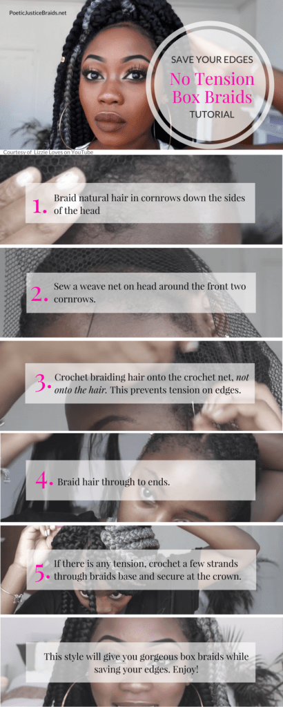 Save Your Edges: No Tension Box Braids Tutorial Infographic